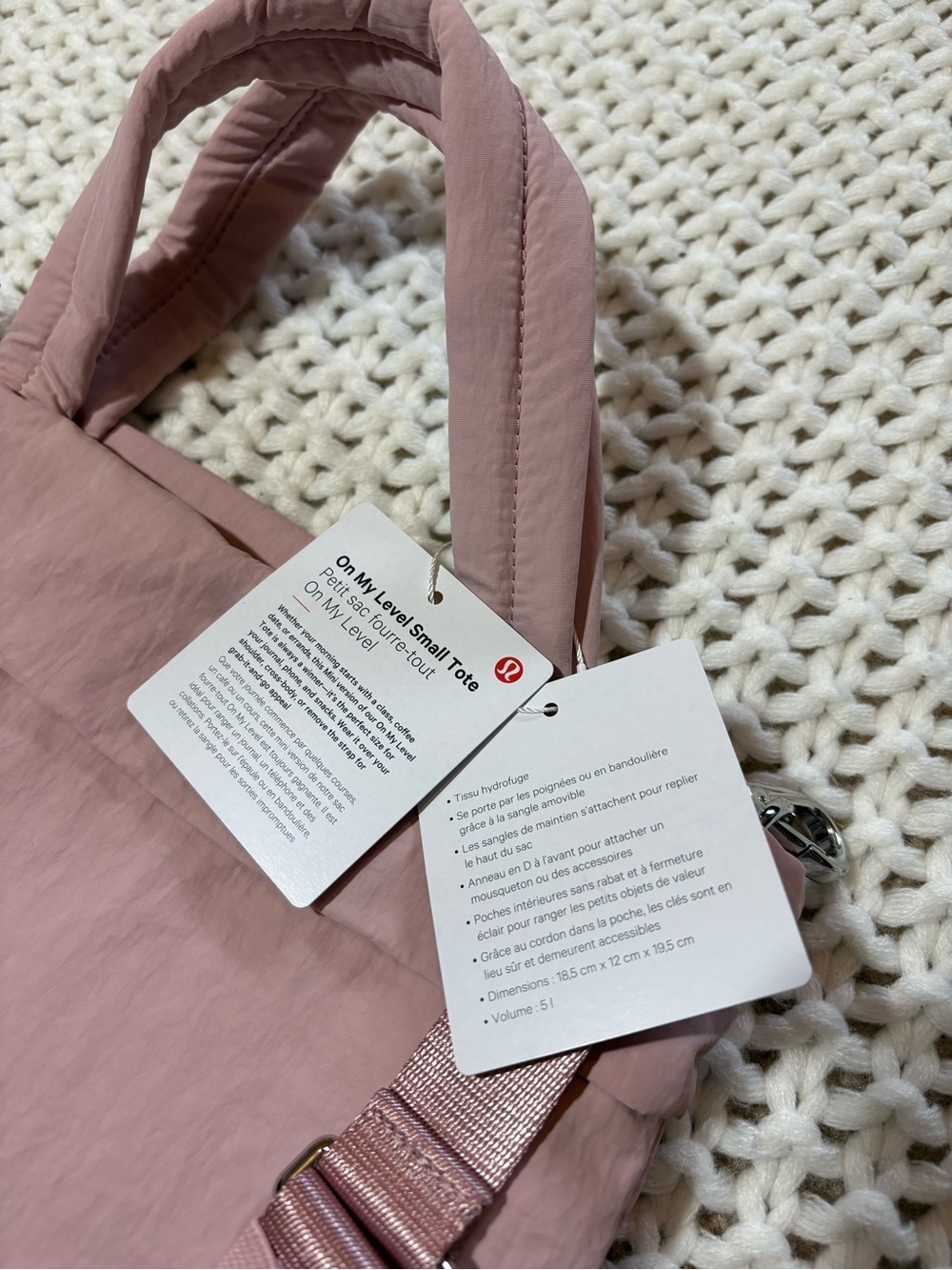 NWT lululemon on my level small tote in pink haze - Picture 3 of 13